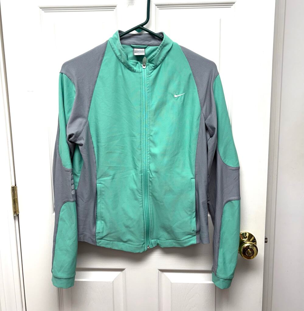 Nike Jacket Dry Fit Running Hike Seafoam Green Gray Full Zip, Women's Size L